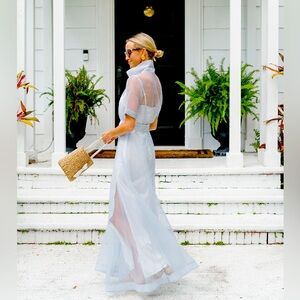 Elegant Blue Striped Maxi Dress - Staud - new